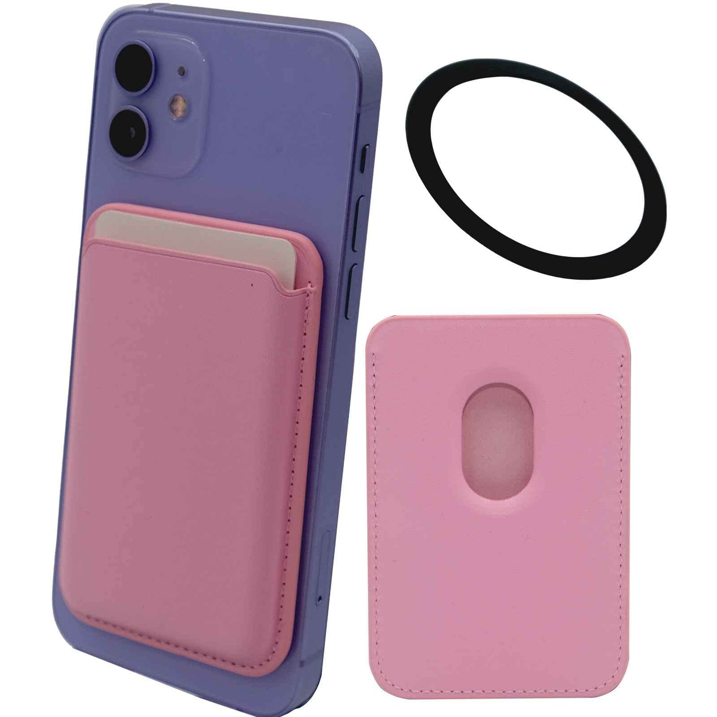 Magnetic Card Wallet Holder For Magsafe Iphone 14/13/12 Pro Max/Plus/Mini, Leather Cell Phone Case With Strong Magnet Ring For C