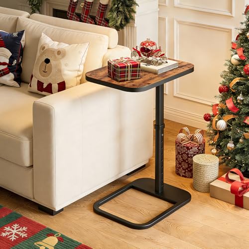 Kitstorack TV Tray Table, Adjustable Height & Flip-Top & Rounded Metal Corners, Snack Table for Couch, Sofa, Bed, Chair, L...