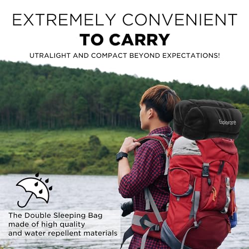 Double Sleeping Bag - XL Sleeping Bags for Adults Two Person - Queen Size Double Sleeping Bags for Adults 2 Person - Sleep...