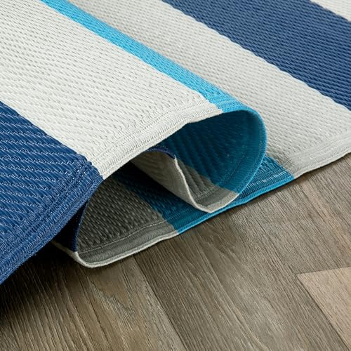 Rugshop Contemporary Stripe Reversible Crease-Free Waterproof Premium Recycled Plastic Outdoor Rugs for Patio,Backyard,RV,...