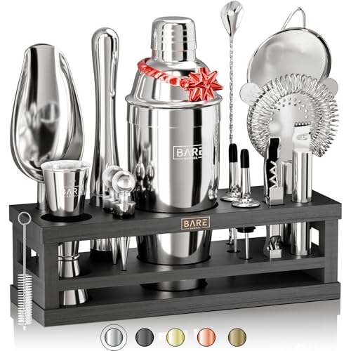 BARE BARREL® Mixology Bartender Kit Bar Set | 16-Piece Cocktail Shaker Set | Martini Barware Mixing Tools for Home Bartend...