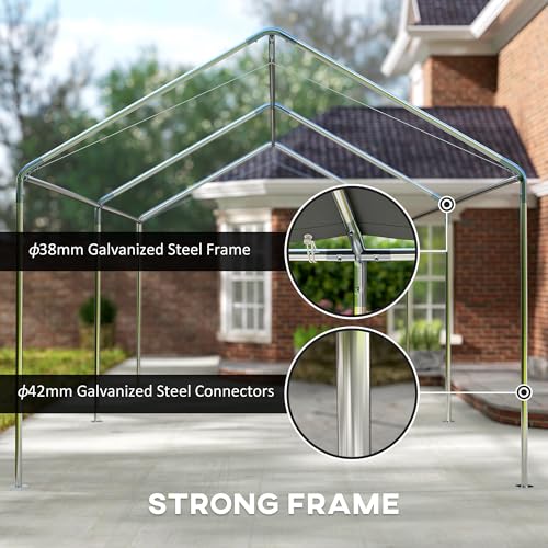 Outsunny 10'x20' Carport Outdoor Heavy Duty Party Tent Galvanized Car Canopy with Included Anchor Kit, 3 Reinforced Steel ...