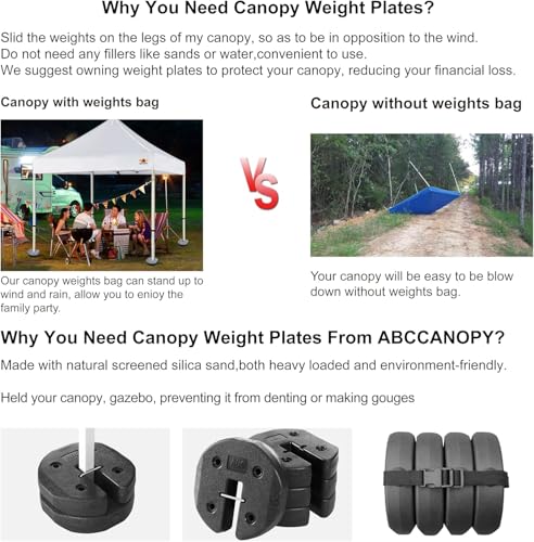 ABCCANOPY Easy Canopy Weights with Lock Design for Wind Resistance, No Sliding, Stably Secure Tents, Canopies, and Umbrell...