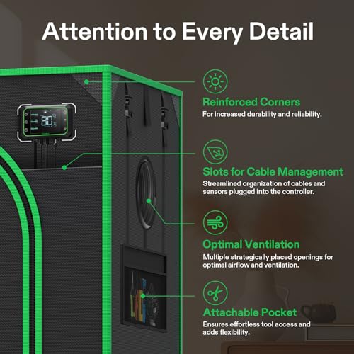 VIVOSUN PRO Grow Tent 2x4 Indoor Grow Tent with Thick 1 inch Poles Strengthened High Reflective Mylar Oxford Fabric Extra ...
