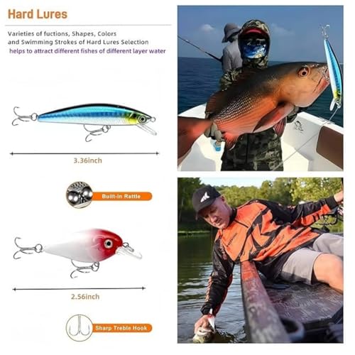 1Set Topwater & Slow Sinking Lure Set-Lures-Baits- Attractants-Spoons-for Bass Trout Salmon-Angling Enthusiasts