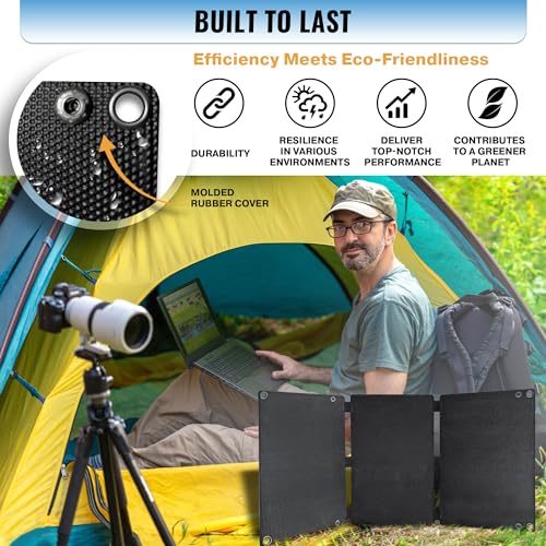 Solar Power Lifestyle Portable Solar Panel Kit -25 Watt- IP67 Waterproof, Solar Panels w/Portable Charger USB C & USB-A Po...