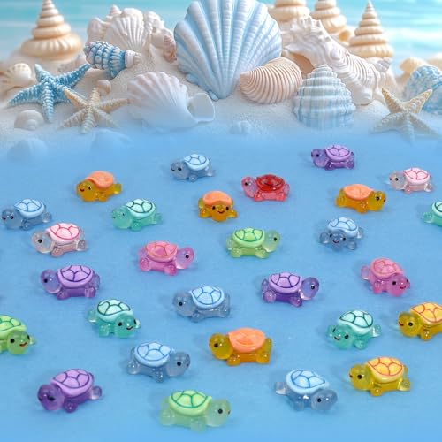 Mini Resin Turtles Figures to Hide, 72 PCS Tiny Resin Animal Figurines Little Small Plastic Turtles Miniature Festival Rav...