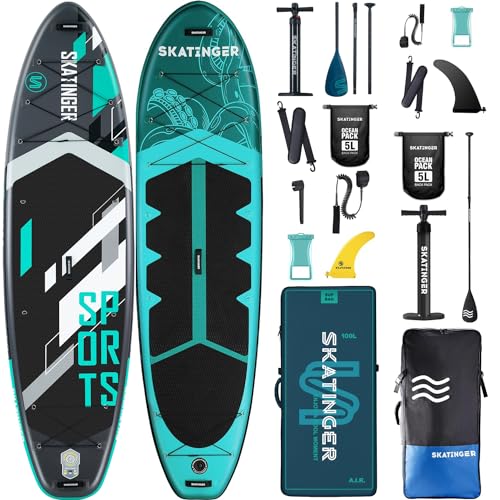 Skatinger Sports & Octopus｜11'6"x35" & 11'x34 Super Wide Inflatable Stand Up Paddle Boards, All Accessories2, 100L Backpac...