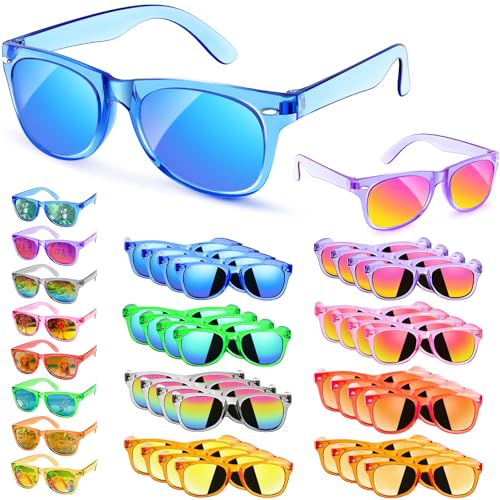 Rugort Kids Sunglasses 32 Bulk Party Favors, Toddler Boys Girls Age 3-8 Birthday Favor Summer Goodie Bags Stuffers, Neon S...