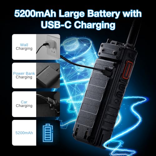 BAOFENG UV-25 PLUS 10W GPS Ham Radio Handheld, Long Range Two Way Radio AM FM NOAA Receiver with 5200mAh Battery USB-C Por...