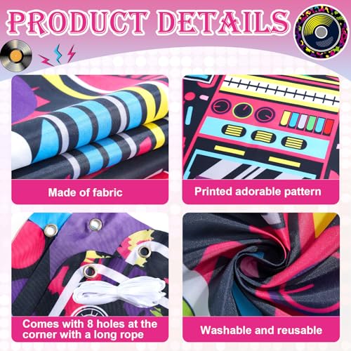 Radio Boombox Photo Booth Props for 80s 90s Party Decorations 59 X 59 Inch, Neon Radio Boombox Selfie Frame Backdrop Hangi...