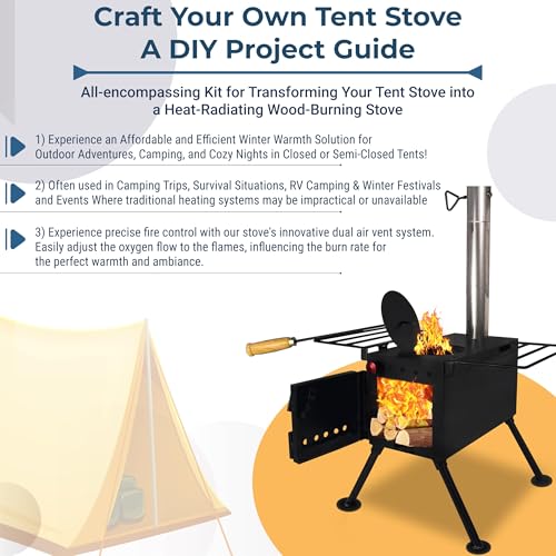 FEBTECH – Wood burning stove – outdoor camping small wood stove for home heating – tent stove with chimney pipe for Tent, ...