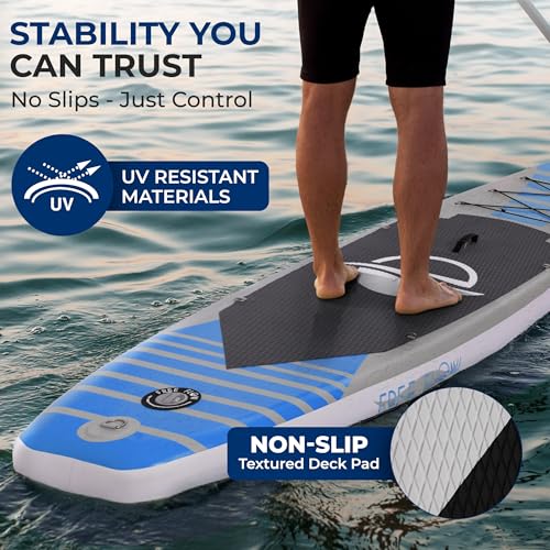 SereneLife Inflatable Stand Up Paddle Board with Premium SUP Accessories – Wide Stable Design with Non-Slip EVA Deck Pad f...