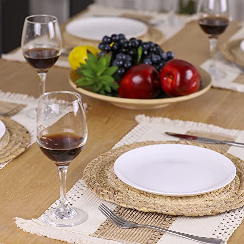 Zology Handmade Boho Placemats Set of 6 - Natural Cotton Burlap and Water Straw Woven Combination Table Mats, Macrame Déco...