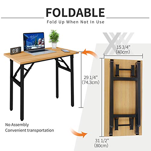 Need Folding Desk Small Desk 31 1/2" No Assembly Foldable Computer Desk for Small Space/Home Office/Dormitory,Teak&Black F...