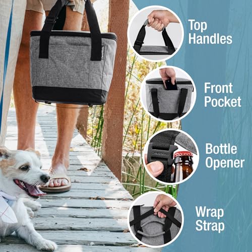 CleverMade Leakproof Collapsible Insulated Cooler Bag, Portable Foldable Soft Side Tote Holds 18/30/50 Cans, Lunch & Cold ...
