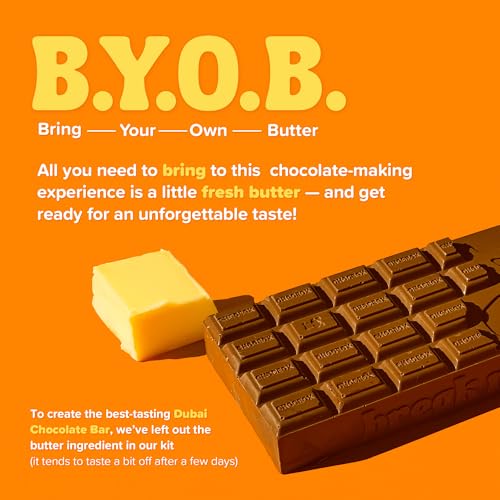 Chocbox Viral Dubai Milk Chocolate Bar Kit - Includes Chocolate Mold, Choc Wafers, Shredded Kataifi, Pistachio Cream - DIY...