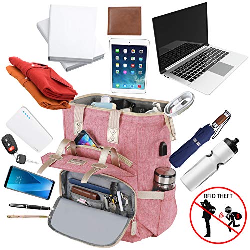 FALANKO Backpack for Women,Wide Open Work Large USB Charging Port Student Bookbag for 15.6 Inch Laptop,Doctor Teacher Nurs...