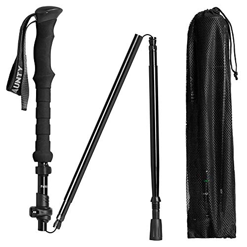 Travel Folding Trekking Hiking Pole with Carrying Case,Collapsible Cane Adjustable Walking Stick Portable Mobility Aid for...