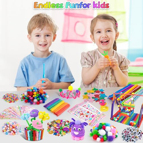 Sundaymot Arts and Crafts Supplies for Kids, 2000+Pcs DIY Craft Kits, Ages 6-10, Educational Preschool and Homeschooling A...