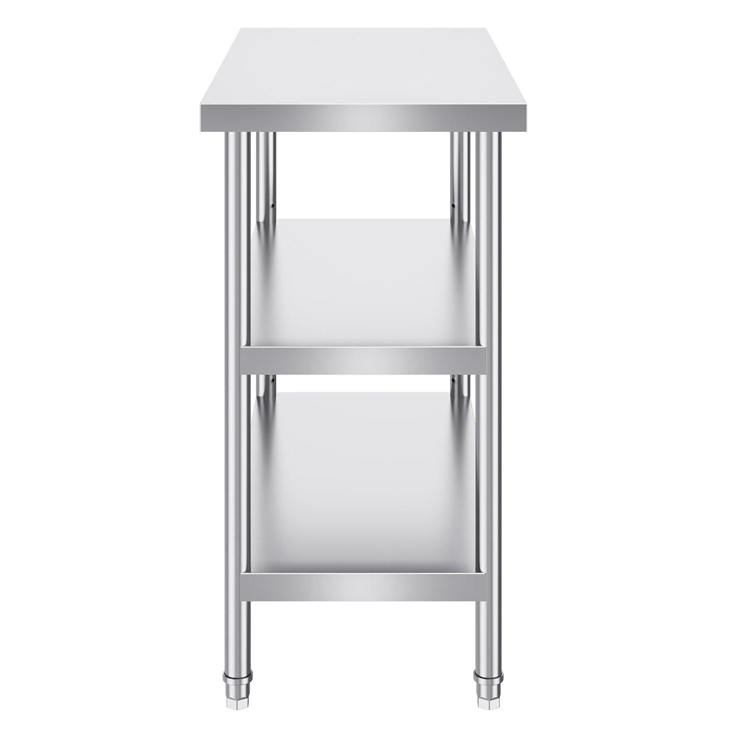 VEVOR Stainless Steel Food Prep Table, 18 x 36 x 34 Inch Commercial Kitchen Worktable, with 2 Adjustable Undershelf, Heavy Duty Prep Metal Work Table for BBQ, Kitchen, Home, and Garage