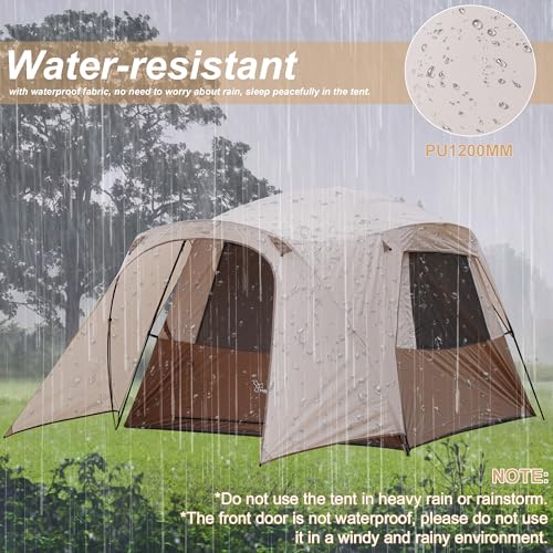 Vidalido 3-4 Person Tent with 1 Mesh Door and 2 Large Mesh Window, Double Layer Waterproof Portable Family Cabin Tent, 4 P...