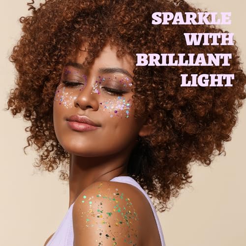 FANDAMEI Body Glitter Gel- 6 Color Glitter Makeup Face Paint for Body&Face&Hair, Rave Festival Mermaid Halloween Concert, ...
