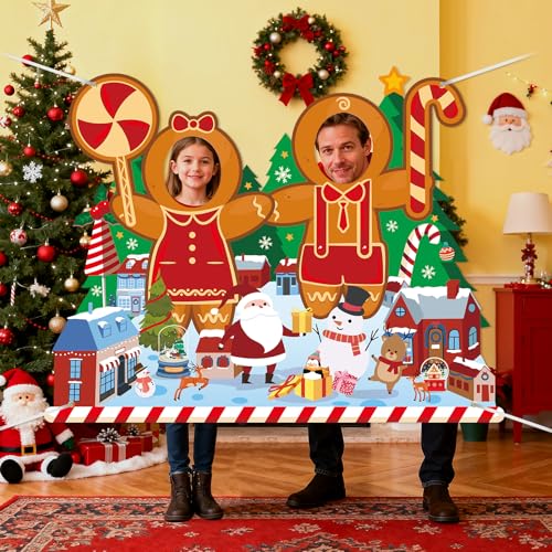 Christmas Gingerbread Man Photo Prop Background Banner Christmas Photo Door Banner Decorations Gingerbread Booth Prop Part...