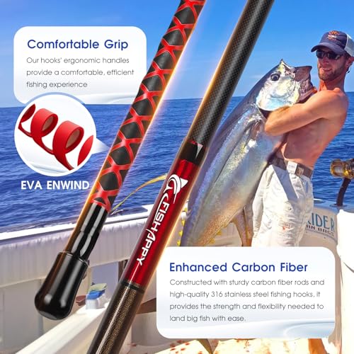 FISHAPPY Fishing Gaff Saltwater Fish Gaff with S316 Stainless Steel Fishing Hook Carbon Fiber Fishing Gaff