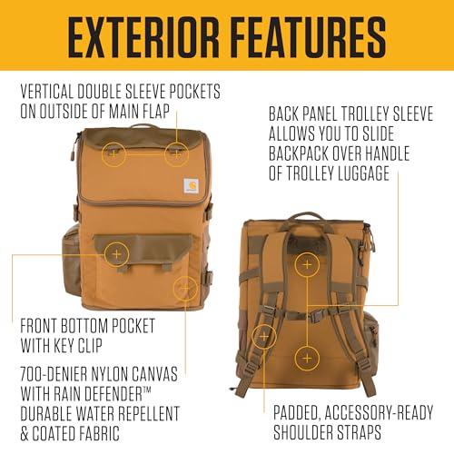 Carhartt 35L Nylon Workday Backpack, Durable Water-Resistant Pack with 15" Laptop Sleeve and Adjustable Shoulder Straps, B...