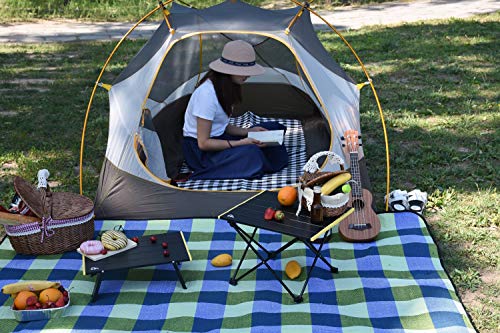 iClimb 1 Low Folding Chair and 1 Mini Folding Table Bundle, Ultralight Compact for One Person Outdoor Backpacking Camping ...