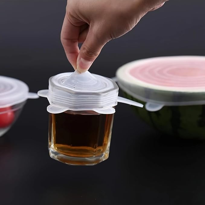 Silicone Stretch Lids Set, 6 Sizes, Reusable Food Storage Covers for Bowls, Fruits and Containers (pink, 12PCS)