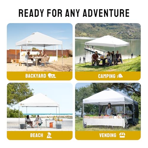 CROWN SHADES 10x10 Pop Up Canopy - Beach Tent with One Push Setup - Easy Outdoor Sun Shade for Events, Parties, Camping - ...