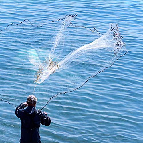 Yeahmart American Saltwater Fishing Cast Net for Bait Trap Fish 3ft/4ft/5ft/6ft/7ft/8ft/9ft/10ft Radius Casting Nets with ...
