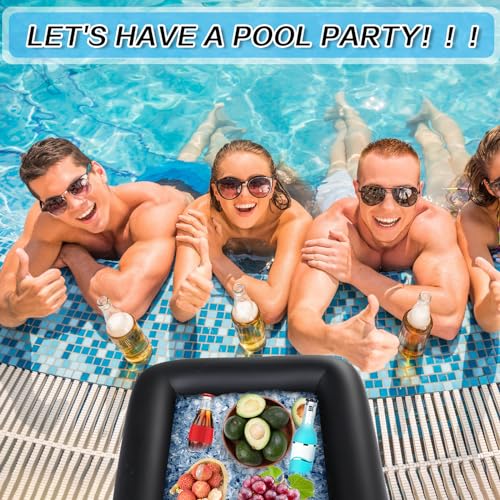 Leitee Inflatable Serving Bar with Drain Plug 52 x 24 x 5'' Inflatable Ice Serving Buffet Bar for Party Food Cooler Buffet...