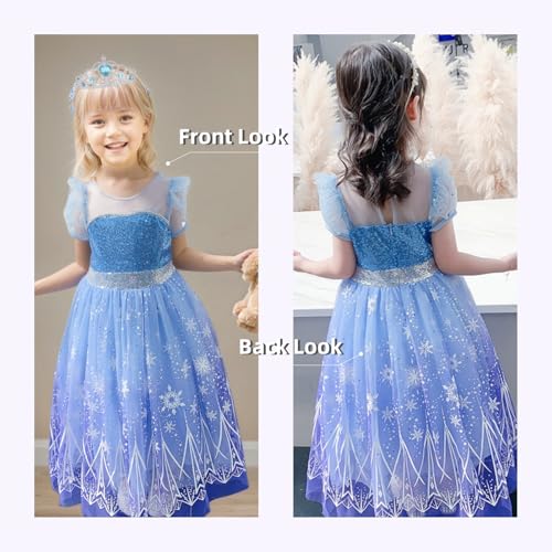 Danvren Princess Dress Costume for Girls Ages 3-8 with Long Cape Dress up Gift for Girl Birthday Xmas Halloween Cosplay Party