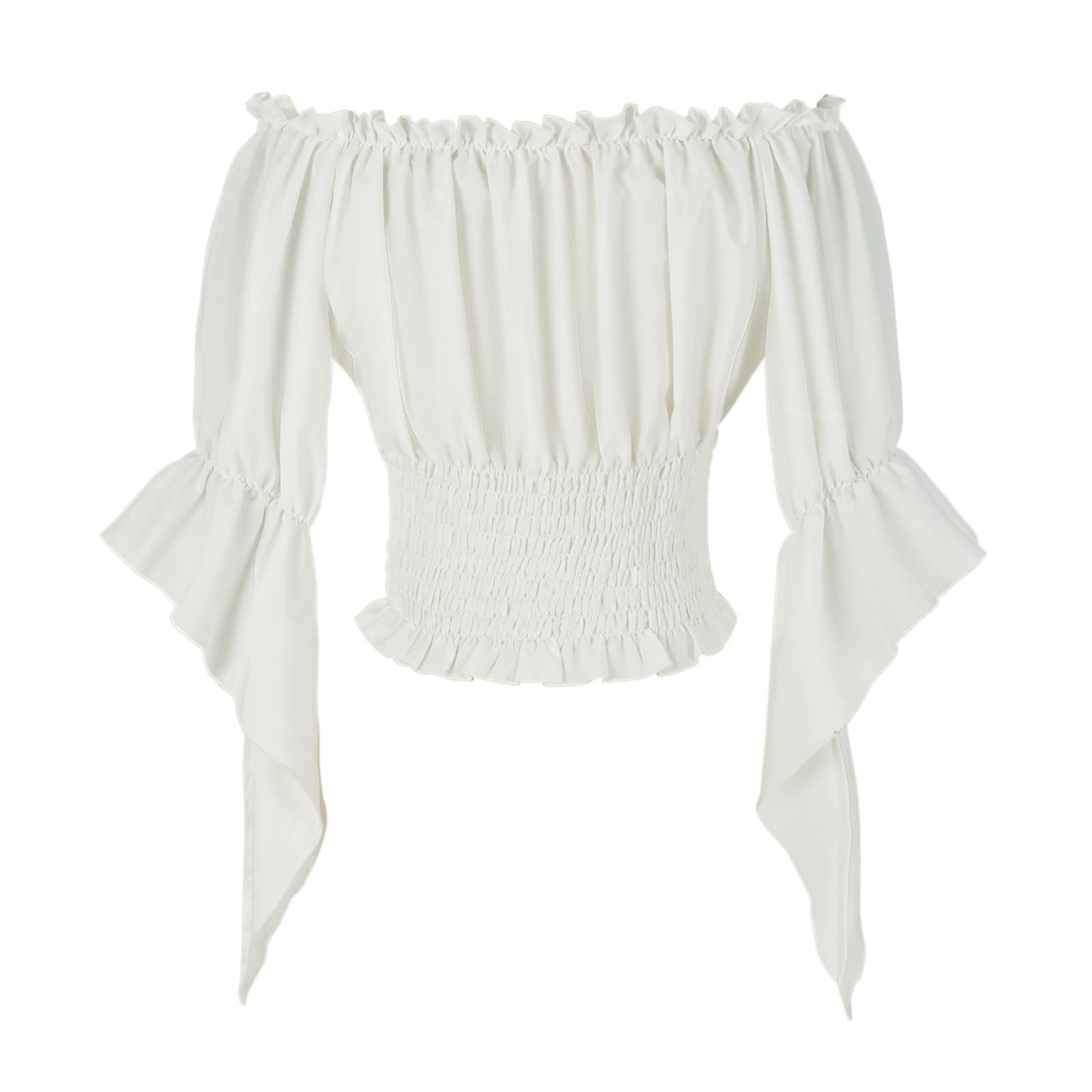 Womens Renaissance Peasant Blouse Off Shoulder Trumpet Sleeve Tops(S,Z2880C)