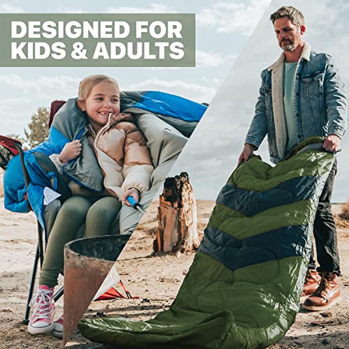 MalloMe Sleeping Bags for Adults Cold Weather & Warm - Backpacking Camping Sleeping Bag for Kids 10-12, Girls, Boys - Ligh...