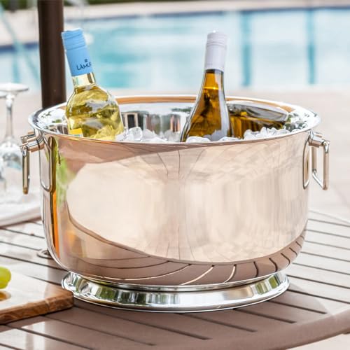 Sol Living Insulated Beverage Tub Large Ice Bucket with Handles Double Wall Stainless Steel Ice Bucket and Cooler for Win...