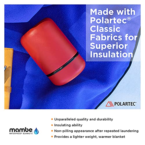 Mambe Extreme Weather Outdoor Blanket - Burgundy, Large - 100% Waterproof and Windproof, Soft Warm Polarfleece with Durabl...