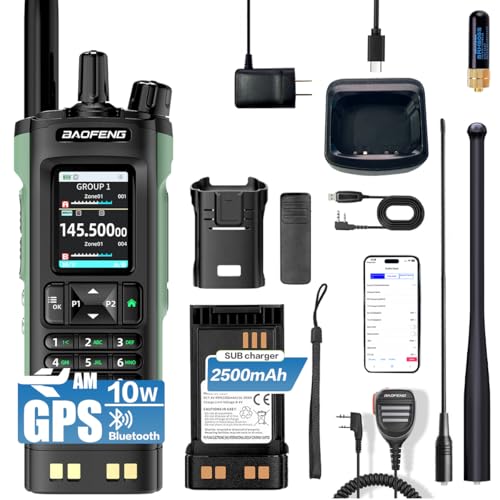 BAOFENG UV-32 Ham Radio, 10W Long Range Walkie Talkie with GPS, Bluetooth APP Programming, Multi-Band Two Way Radio, Wirel...