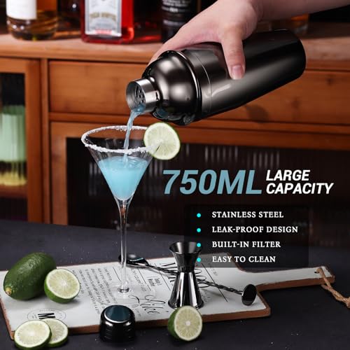 Cocktail Shaker Set Bartender Kit with Stand, 12 Piece Bar Set Drink Mixer Set with Stainless Steel Bar Accessories Tools:...