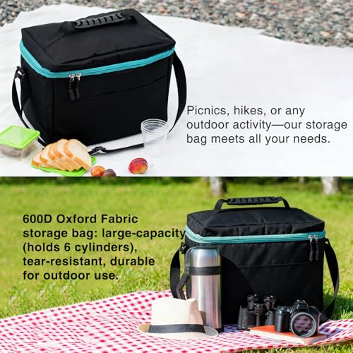 Shinylin 1 lb Propane Tank Carry Bag with Padding Mini Fuel Cylinder Carry Bags Case for 6-Pack Propane Tanks 16 OZ with...