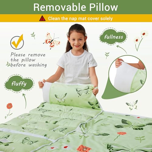 Lasoftan Toddler Nap Mat with Pillow and Blanket, Extra Large Rolled Napping Mats,Slumber Bags for Boys Girls,Kids Sleepin...