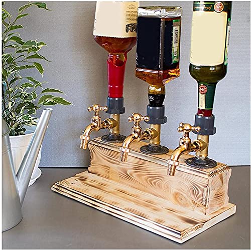 Drink Dispenser Whiskey Wood Dispenser with Tap, Wooden Drinking Fountain,Beverage Dispenser for Bar and Juice Soda Drink ...