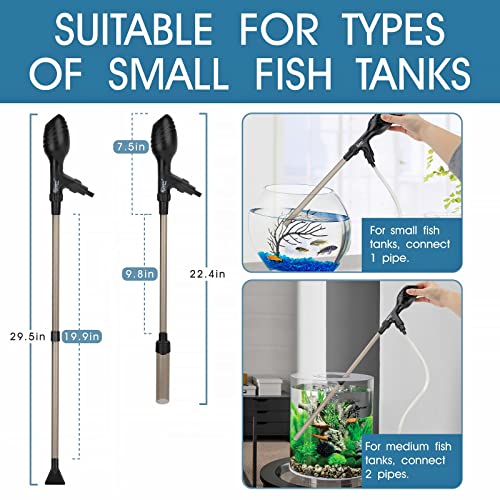 hygger Small Gravel Vacuum for Aquarium, Manual 80GPH Aquarium Gravel Cleaner Low Water Level Water Changer Fish Tank Clea...
