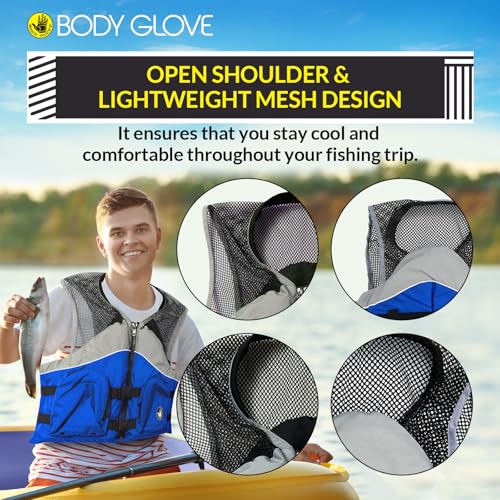 Body Glove Cove Unisex Nylon Fishing Vest - Adult Water Fishing Jacket Vest for Sports Boat Kayak Paddling Use and Safety ...