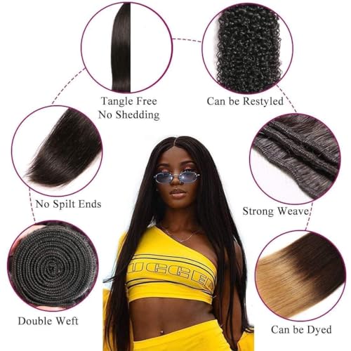 Human Hair Bundles,Straight 4 Bundles 12 14 16 18 Inch,16A Bundles Human Hair,100% Unprocessed Virgin Brazilian Hair Extensions Double Weft, Quick Weave Sew In Hair Bundle
