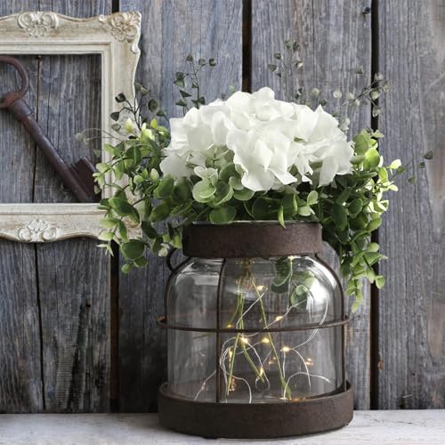 Farmhouse Glass Lantern Vase Vintage Flower Vases with Plants Hydrangea Lights Rustic Floral Arrangement Centerpieces Home...