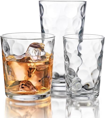 Home Essentials 12-pc Galaxy Glassware - Drinking Glasses, Mixed Drinkware Set. Highball 17 oz. Rock 13 oz. Juice 7 oz. Gl...